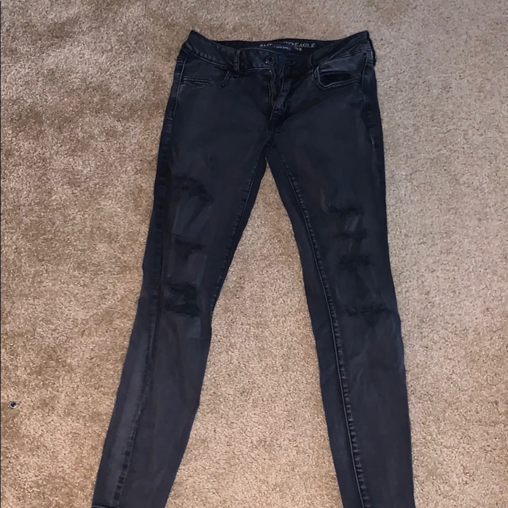 Black Super Stretch ripped skinny jeans